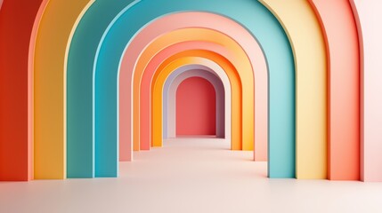 Vibrant Archways in Soft Pastel Colors Creating a Playful and Whimsical Interior Design Space
