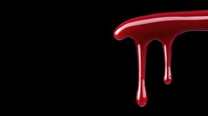 Red nail polish dripping on black background