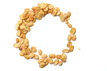 salted broad beans, isolated on white background, good for recipe or commercial, form a circle