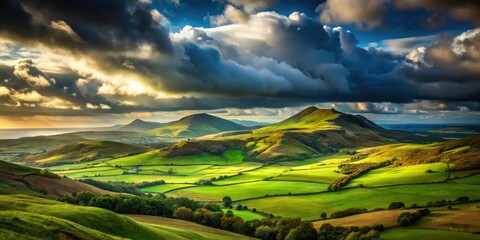 Obraz premium Epic Welsh scenery: sweeping coastlines, dramatic skies, and verdant hills meet majestic mountains in stunning long exposures.