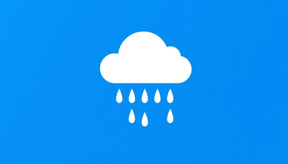 Simple Rain Cloud Icon Blue Background Weather Graphic