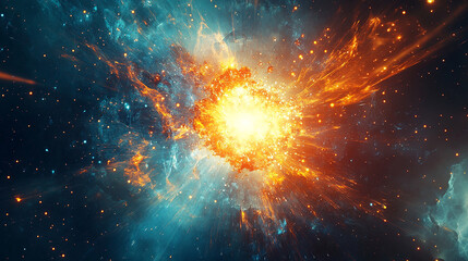 Fototapeta premium A futuristic energy core breaking apart pure light