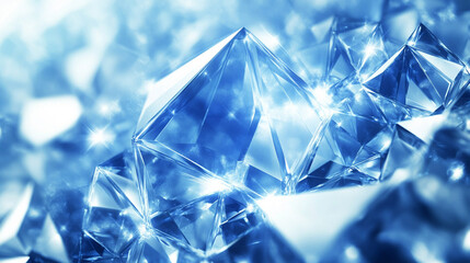 Crystal maze texture, geometric and luminous design with cool blue highlights, representing modern innovation and complexity in a futuristic setting, evoking feelings of mystery and clarity.