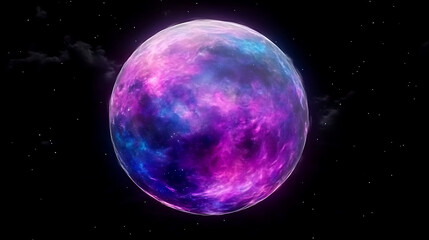 Ethereal Space Orb Displaying Galactic Nebulae of Blue Purple and Pink in a Starry Sky Display