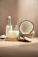 Fresh coconut milk, plant based vegan alternative milk