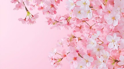 Beautiful Cherry Blossom Flowers on a Pink Background