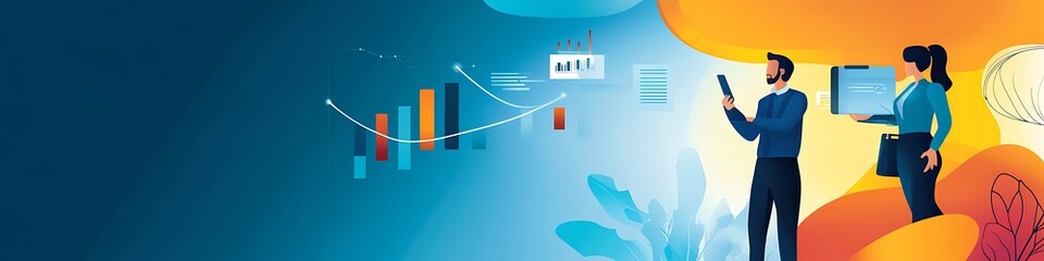 Obraz premium Business Professionals Analyzing Data and Growth Charts