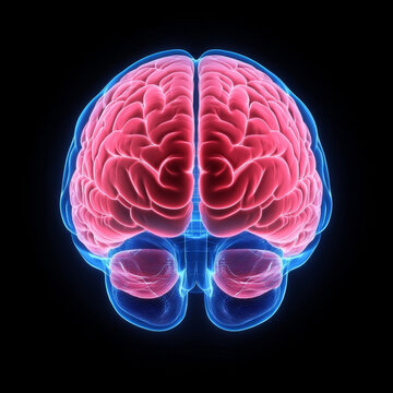Human brain, anatomical view, detailed gyri and sulci