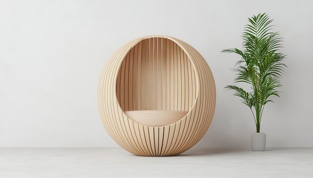 luxury lifestyle wellness sustainability. Designer meditation pod crafted with sustainable materials, merging mindfulness with high-end living