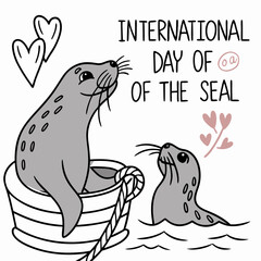 INTERNATIONAL DAY OF THE SEAL silhouette vector
