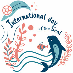 INTERNATIONAL DAY OF THE SEAL silhouette vector