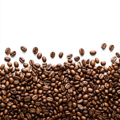 Naklejka premium Coffee beans scattered on white background
