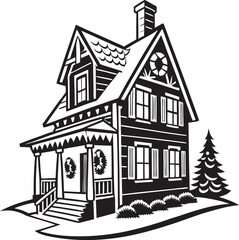 Christmas House silhouette, Vector Design, Christmas House Icon
