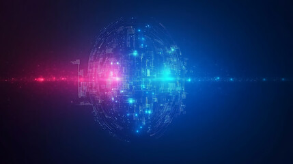 Obraz premium Futuristic Data Core Sphere with Light Effects and Abstract Technology Background Illustration
