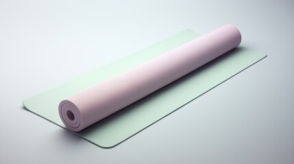A pastel-colored yoga mat, lying flat with clean edges, simple and elegant.