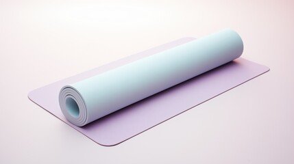 A pastel-colored yoga mat, lying flat with clean edges, simple and elegant.