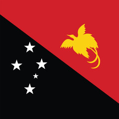 Flag of Papua New Guinea. Papua New Guinea square flag icon digital vector illustration