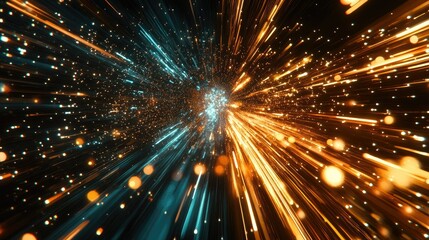 Digital mind with particles and light trails, symbolizing rapid AI-powered data processing.