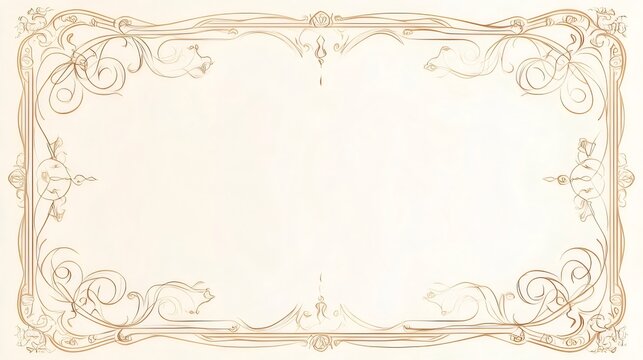 Naklejki Beige Art Nouveau frame, vintage texture background
