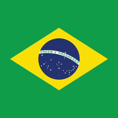 Fototapeta premium Flag of Brazil. Brazil square flag icon digital vector illustration