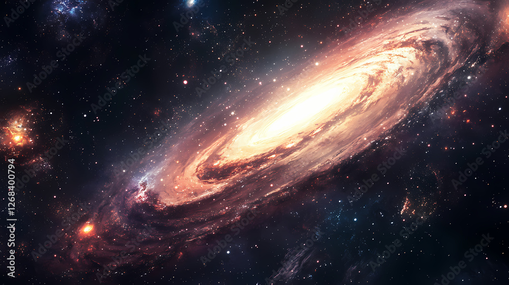 Wall mural galactic universe view. galactic mosaic skies. illustration