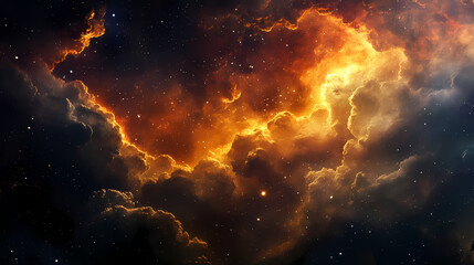 Fototapeta premium Galactic remnants: unique cloud formations from star explosions in outer space. Galactic Mosaic Skies. Illustration