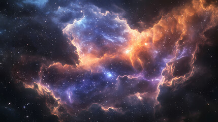 Galactic remnants: unique cloud formations from star explosions in outer space. Galactic Mosaic Skies. Illustration