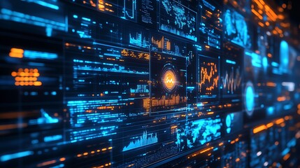 Obraz premium Futuristic Digital Data Display Showing Complex Information