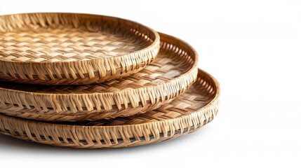 Decorative woven bamboo and seagrass basket trays artisan craft eco-friendly home decor minimalist design natural aesthetic