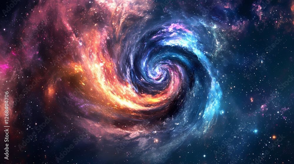 Canvas Prints a colorful swirl at the center of a galaxy in outer space. galactic mosaic skies. illustration