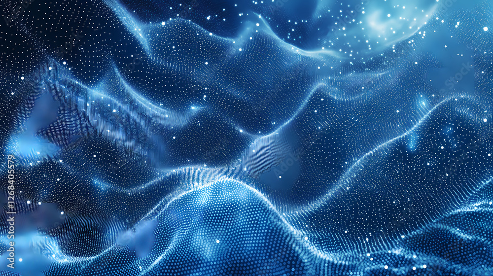Canvas Prints blue and white abstract background with a pattern of small dots and lines resembling a starry night 