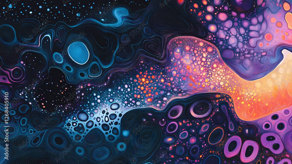 Wall mural cosmic microwave background a mosaic of vibrant patterns illustrating the afterglow of the big bang.