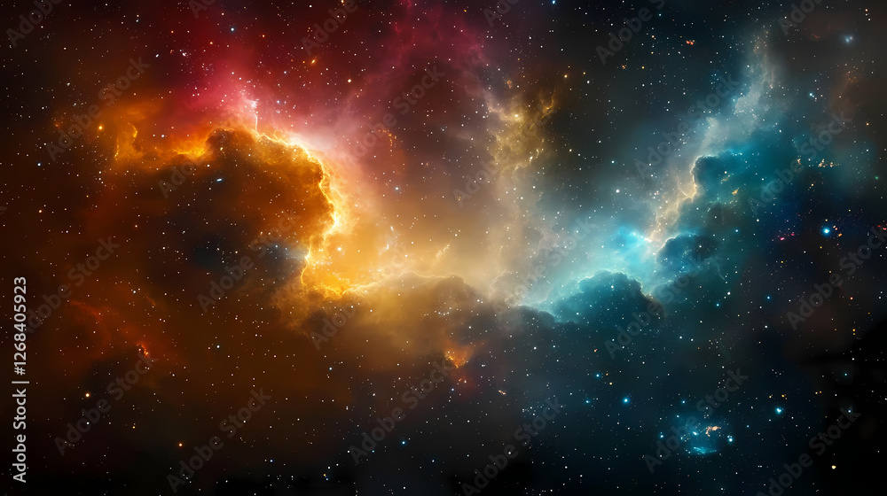 Wall mural cosmic tapestry: abstract background with unique and amazing outer space clouds. galactic mosaic ski