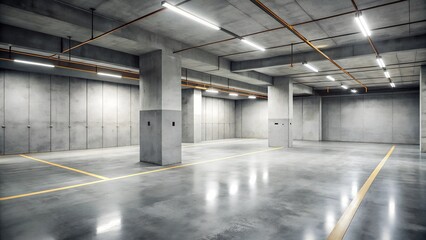 Car Parking Lot Floor Area of Shopping Mall, Perspective View Empty of Car Park Structure Building at Department Store. Auto Service Parking Lots Flooring
