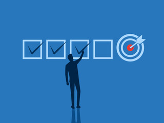 Follow the goals, businessman writes the right plan