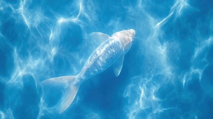 Tranquil koi swimming in clear blue water with gentle ripples