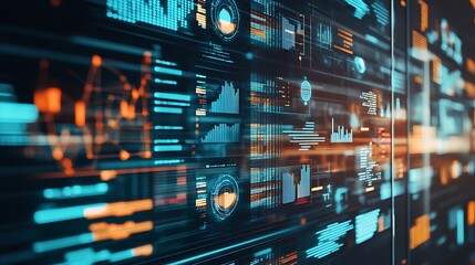 Abstract Digital Data Visualization Displaying Graphs And Charts