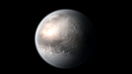 Icy Exoplanet Surface with Glimmering Sunlight Exploration of Distant Worlds in Deep Space