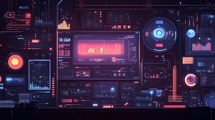 Obraz premium Futuristic Technology Control Panel Interface Display