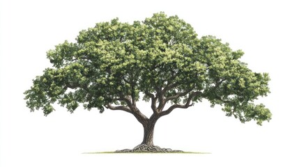 Obraz premium Lush green tree isolated on white; nature background, design element