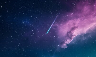 Fototapeta premium Deep in the universe, comets streak across the starry sky, Generative AI