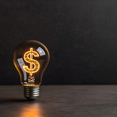 Illuminated light bulb with dollar sign symbolizing financial ideas