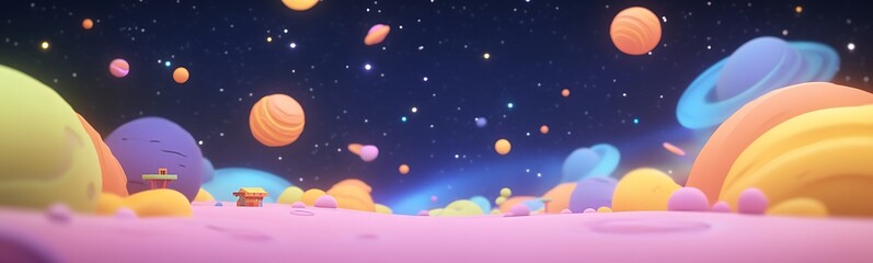 Fototapeta premium High-energy cartoon space scene featuring vibrant colors and dynamic elements.