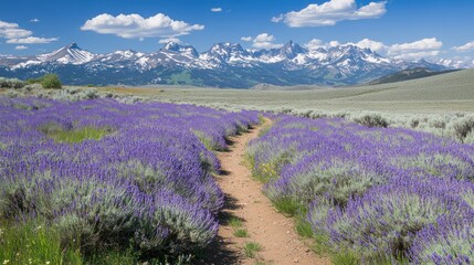Lavender Fields and Majestic Mountains: A Serene Idaho Landscape