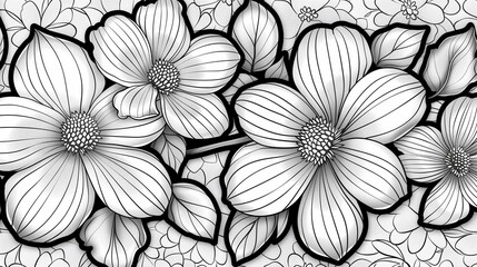 Drawing of a bouquet of flowers on a white background for summer designs or coloring.