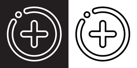 Fototapeta premium Add icon vector. Plus sign symbol in trendy flat style. Medical cross vector icon illustration isolated on black and white background