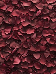 Naklejka premium A background of burgundy rose petals, spread out on the floor. The texture is rich and detailed with soft edges between each petal, giving an impression of depth and richness