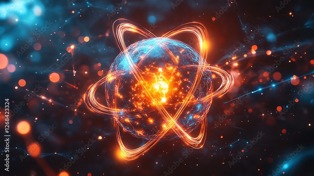 Aufkleber A futuristic visualization of quantum computing concepts in a digital format.