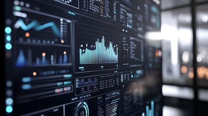 Obraz premium Data Visualization Screen Displays Complex Financial Information