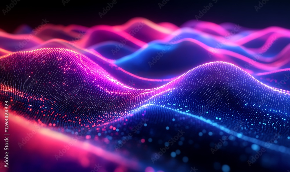Aufkleber a vibrant image depicting a futuristic music concept with neon colors and abstract sound elements.